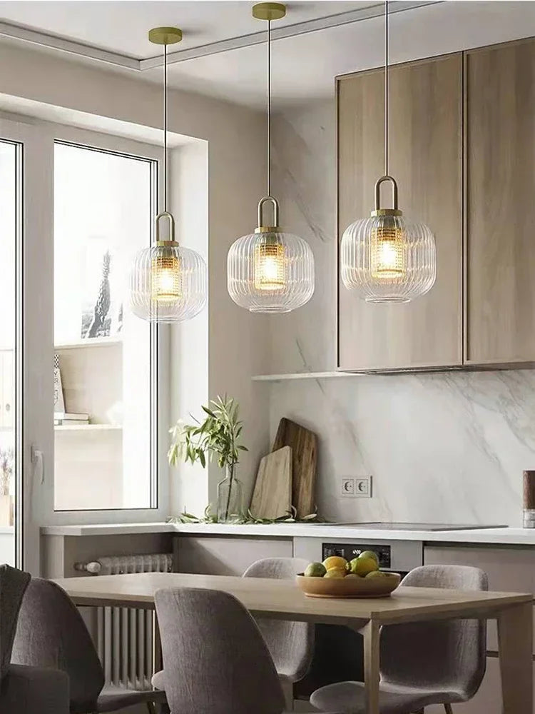 Afralia™ Glass Stripe LED Pendant Lights for Stylish Indoor Home Decor