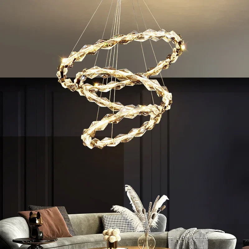 Afralia™ Crystal Chandelier Pendant Light - Dimmable Modern Luxury LED Chrome Luminaria