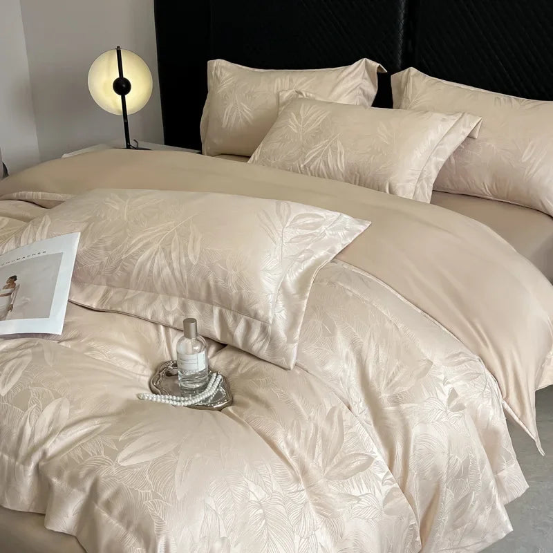Afralia™ Silk Jacquard Bedding Sets - Luxury Comforter Cover for Double Bed