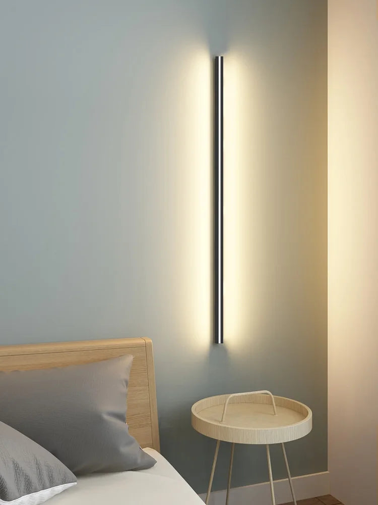 Afralia™ Bedroom Wall Lamp: Nordic Strip Light, Minimalist Design, Black Background, Decorative Luminaires