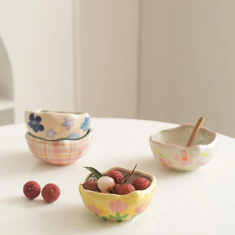 Afralia™ Ceramic Salad Bowl Set - 13.5oz Creative Ins Wind Underglaze Lovely Design