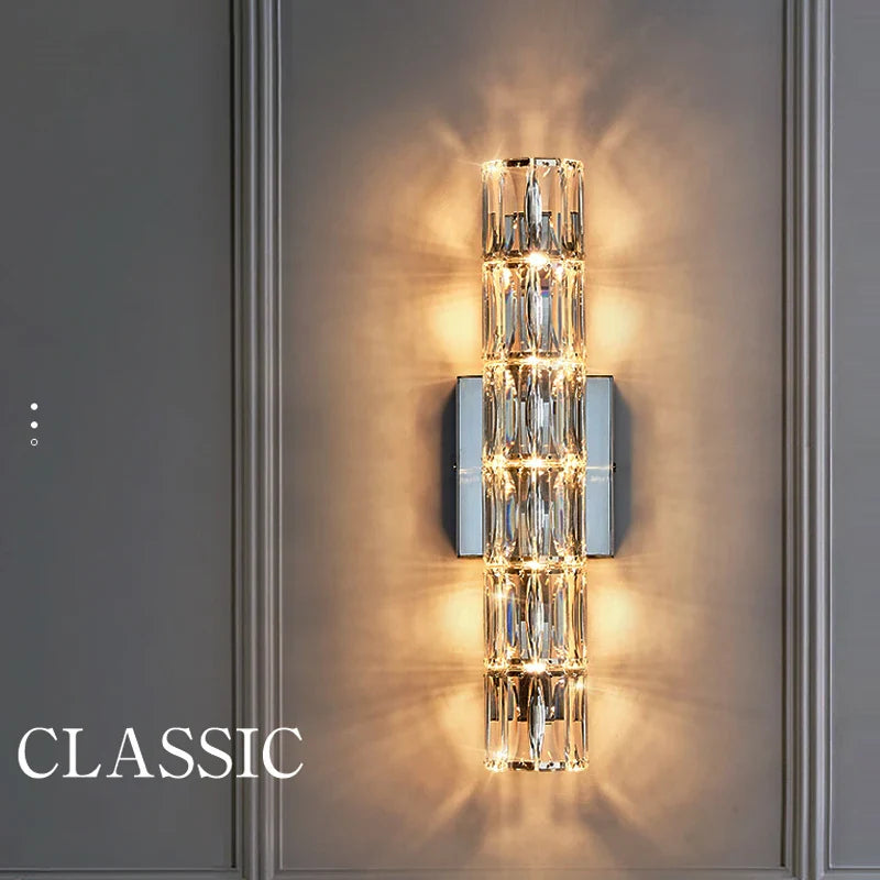 Afralia™ Crystal LED Wall Lamp for TV Bedside Villa Aisle Porch