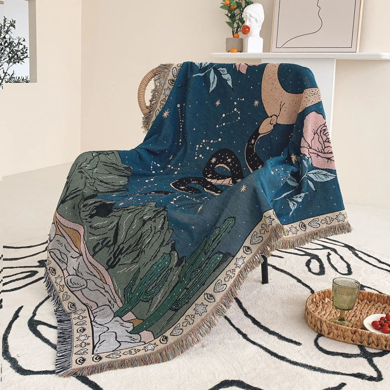 Afralia™ Snake Pattern Sofa Blanket - Boho Tapestry Decor & Sofa Cover