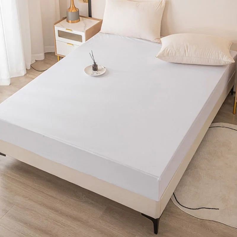Afralia™ Single Fitted Waterproof Bed Sheet - Solid Color Mattress Protector