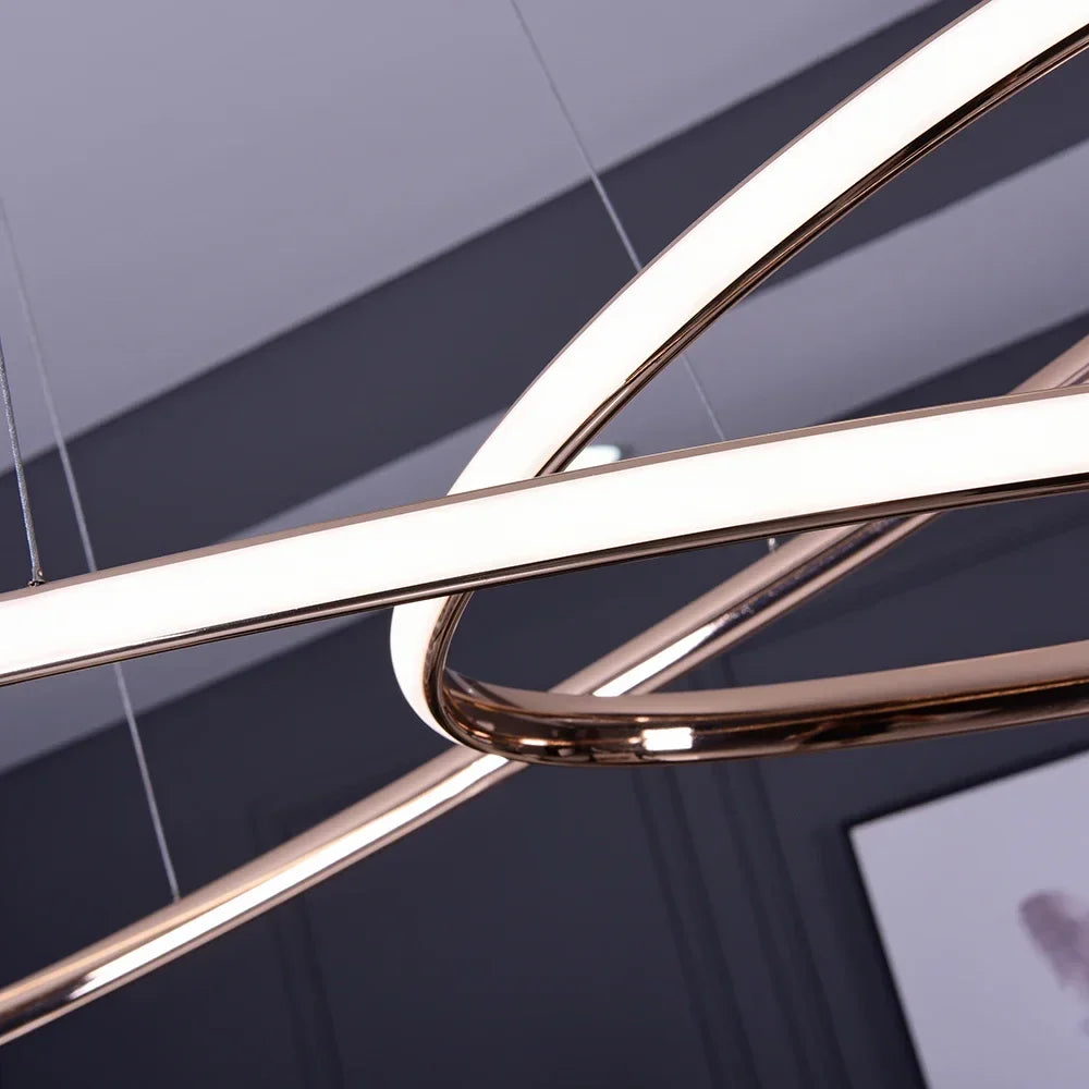 Afralia™ Modern LED Chandelier for Dining and Kitchen Room, Gold/Chrome Plated, 800/1000mm