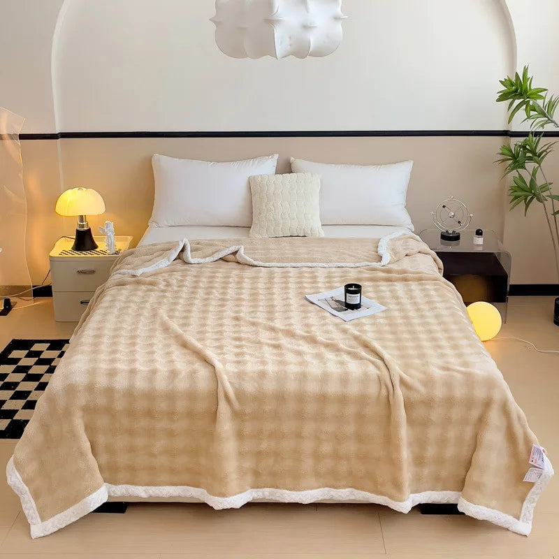 Afralia™ Rabbit Velvet Fluffy Coral Fleece Sofa Blanket: Warm Autumn Bed Throw Blanket