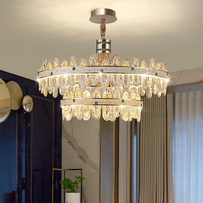 Afralia™ 2024 High-End Villa Crystal Chandelier with Hollow Design for Luxurious Living Rooms