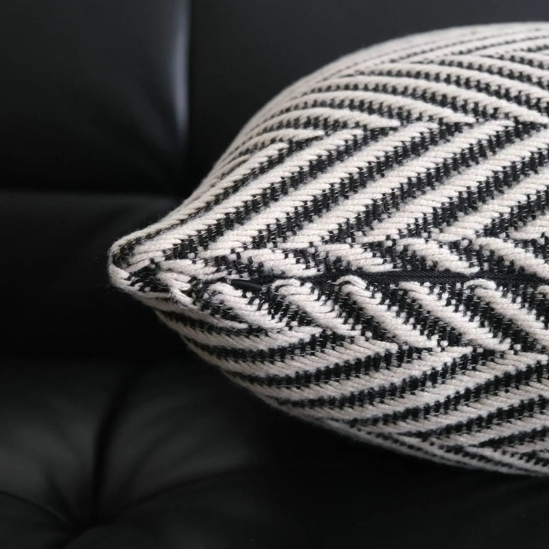 Afralia™ Woven Black White Wool Crochet Decorative Pillow Covers Home Decor