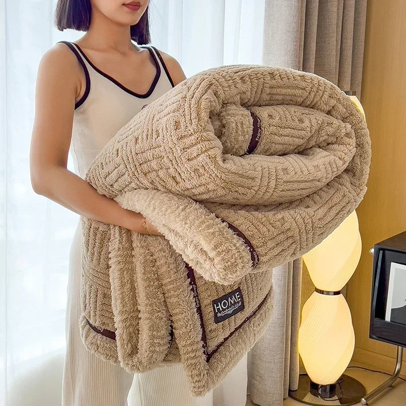 Afralia™ Cozy Fluffy Fleece Blanket for Autumn Winter, Soft Warm Maternal Child Bed Sofa Cover