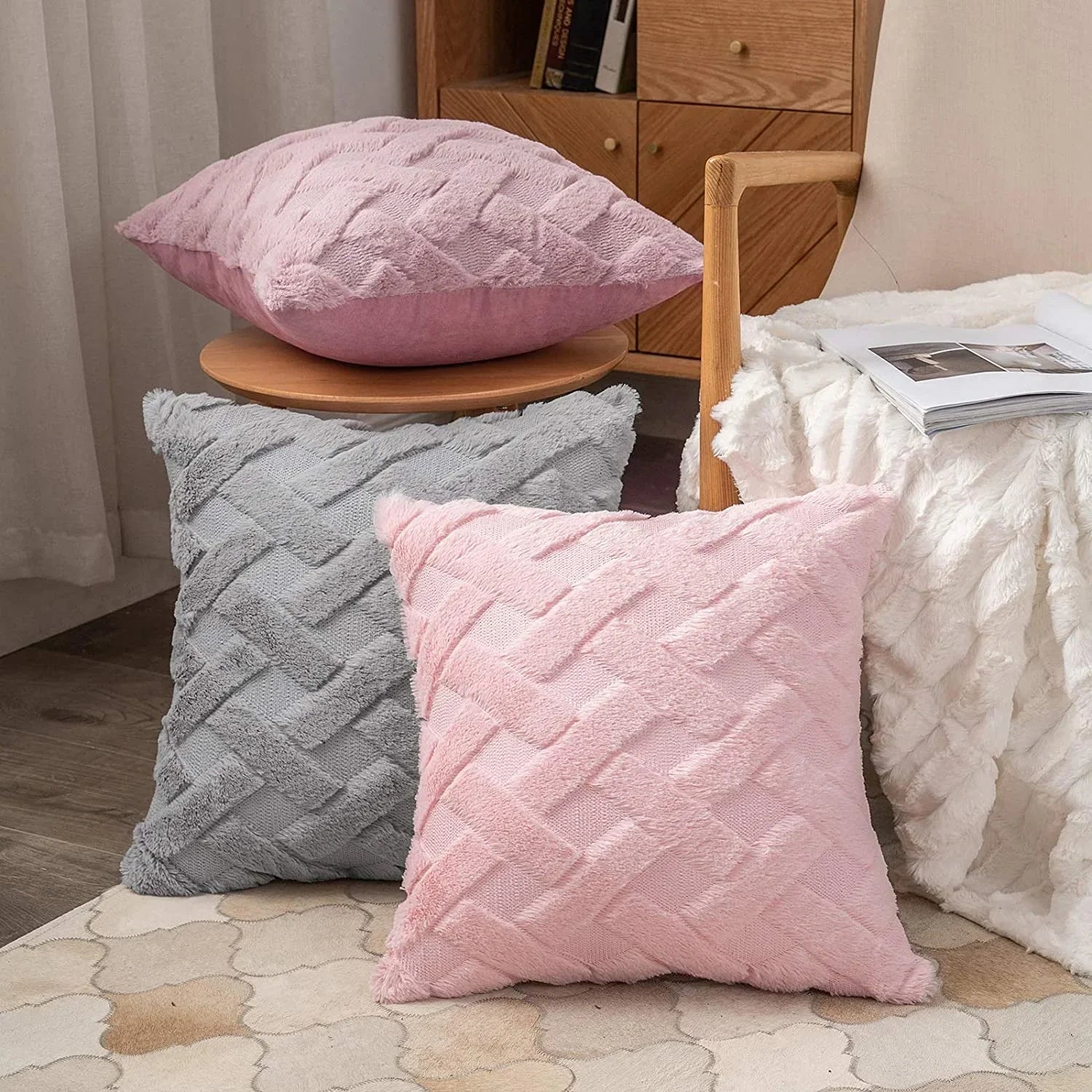 Afralia™ Luxurious Embroidered Velvet Wool Sofa Pillow Cover for Living Room Sofas