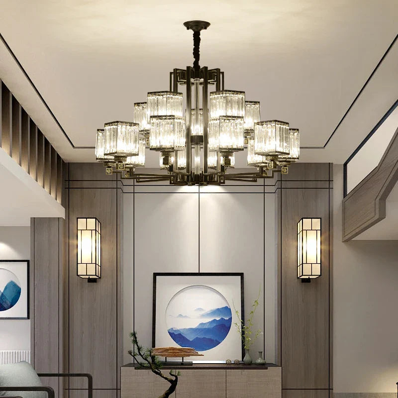 Afralia™ Luxury Crystal Chandelier for Living Room Dining Bedroom Hall Home Lighting