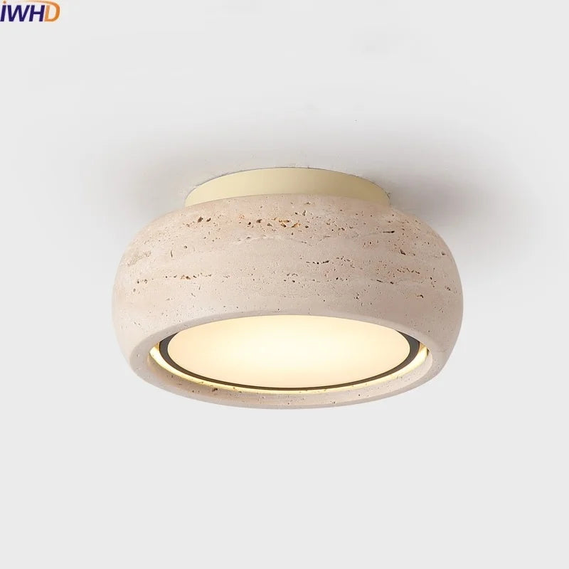 Afralia™ Yellow Travertine LED Ceiling Lamp Art Decoration for Home Lighting