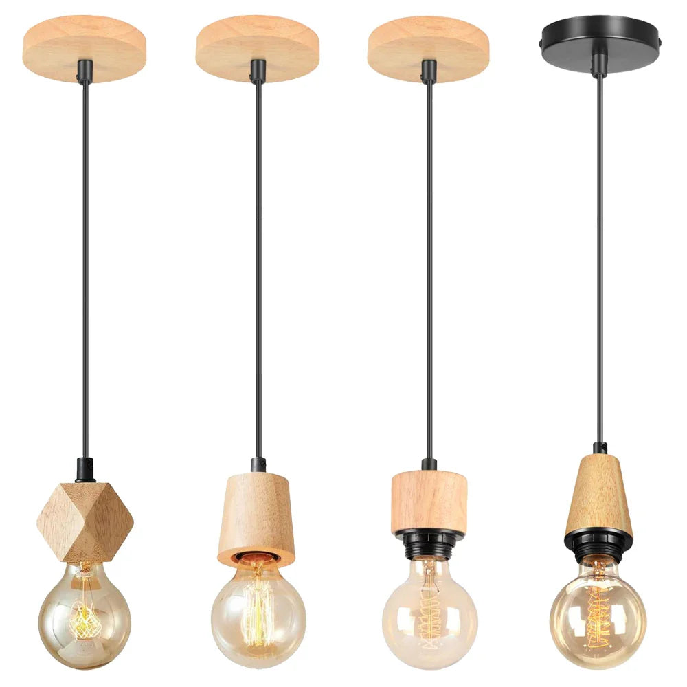 Afralia™ Nordic LED Pendant Light Iron Wooden Minimalist Ceiling Hanging Lamp
