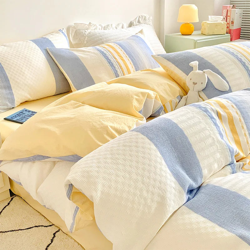 Afralia™ Cotton Jacquard Bedding Set - Single Double Queen King Size Bedclothes