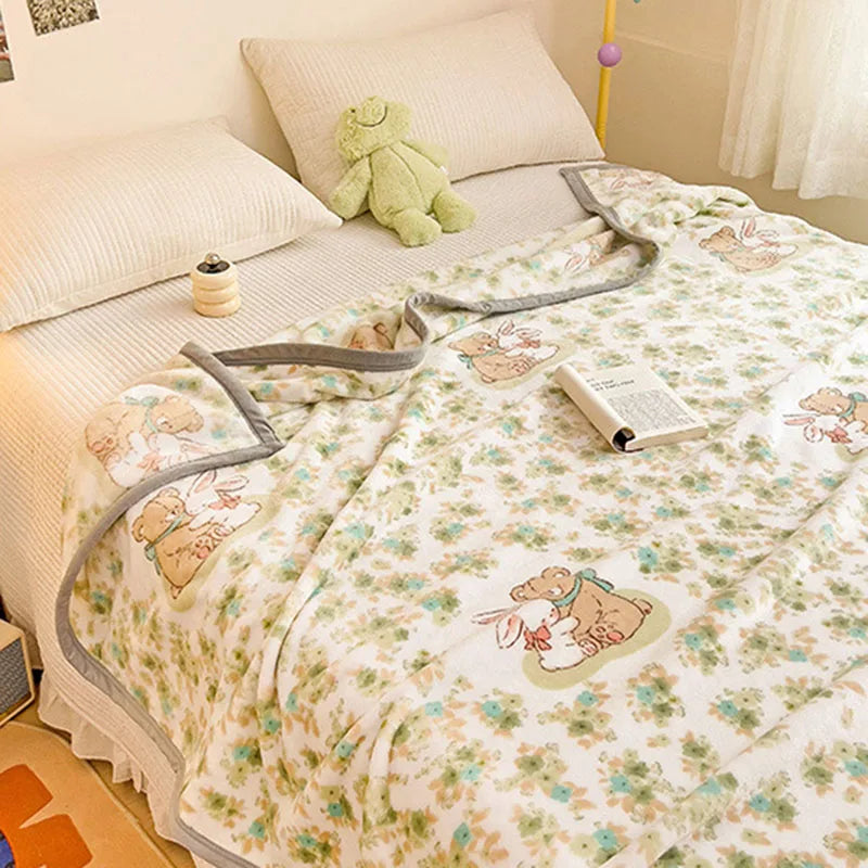 Afralia™ Cartoon Milk Velvet Blanket: Soft Coral Fleece Summer Sofa Cover & Queen Blanket