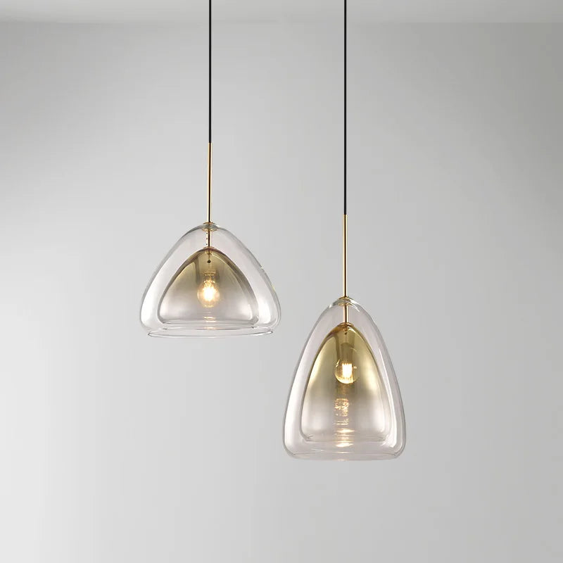 Afralia™ Gradient Glass Pendant Lamps: Luxury LED Chandeliers for Bedroom and Restaurant