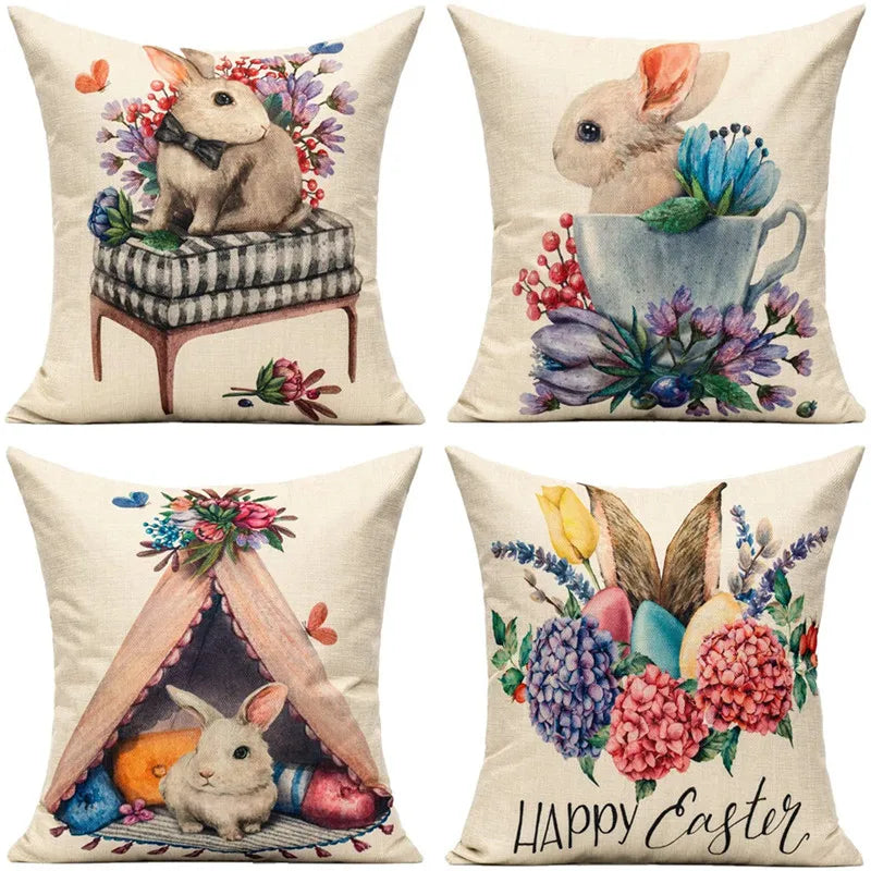Easter Egg Rabbit Pillow Case for Modern Sofa Decor by Afralia™