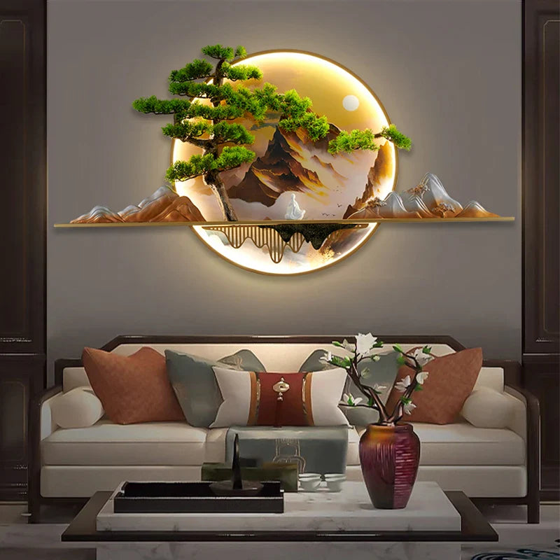 Afralia™ 3D Landscape LED Picture Lamp for Home Decor - Modern Chinese Style