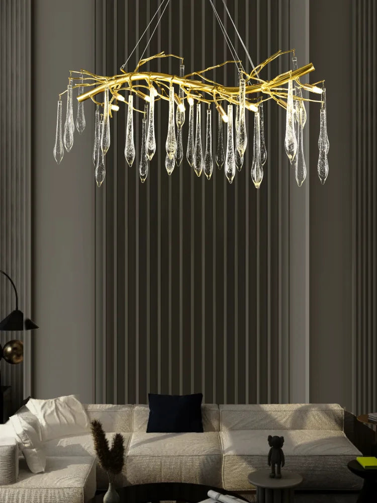 Afralia™ Large Droplet Crystal Chandelier: Modern Bedroom & Restaurant Pendent Lamp