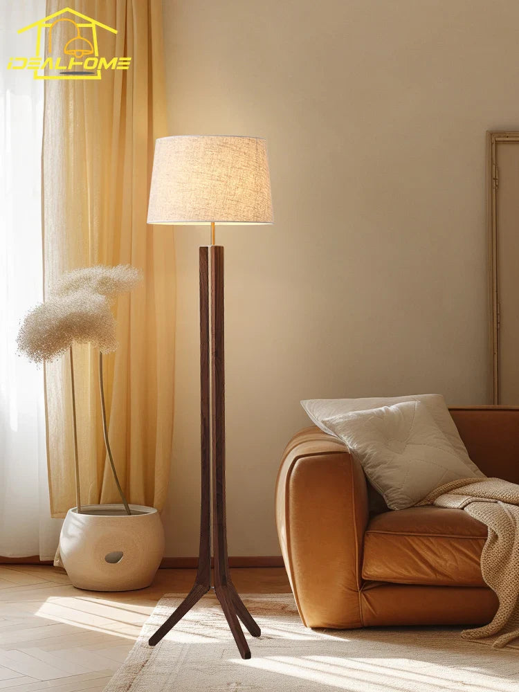 Afralia™ Solid Wood LED Floor Lamp in Vintage Style