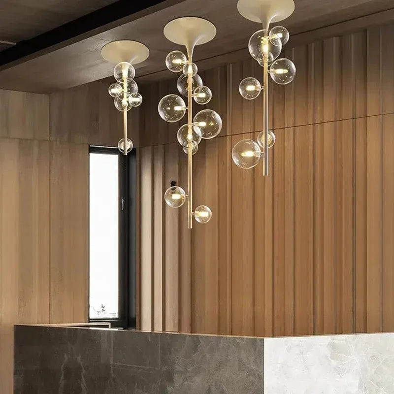 Afralia™ LED Bubble Chandelier Clear Glass Ball Pendant Lamp for Dining Room & Bar