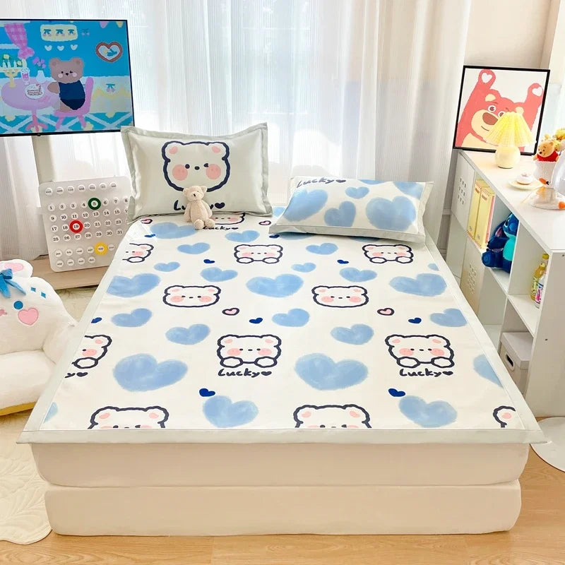 Afralia™ Luxury Ice Silk Cooling Mat & Pillowcase Set for Queen Bed