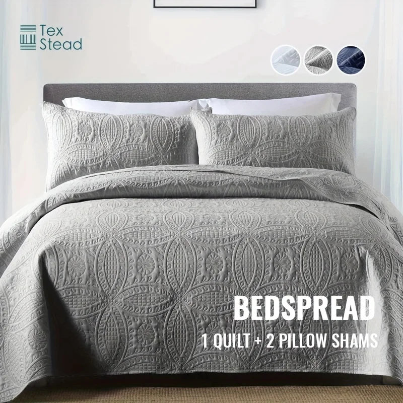 Afralia™ Coin Pattern Quilt Bedding Set with Pillow Shams