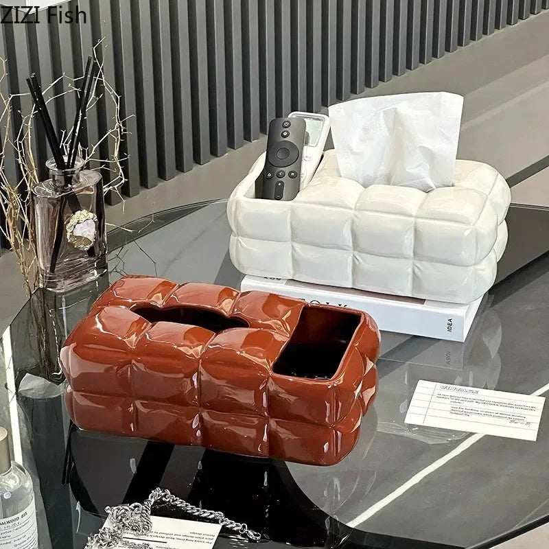 Afralia™ Ceramic Bread Tissue Box Desk Decoration Paper Towel Case