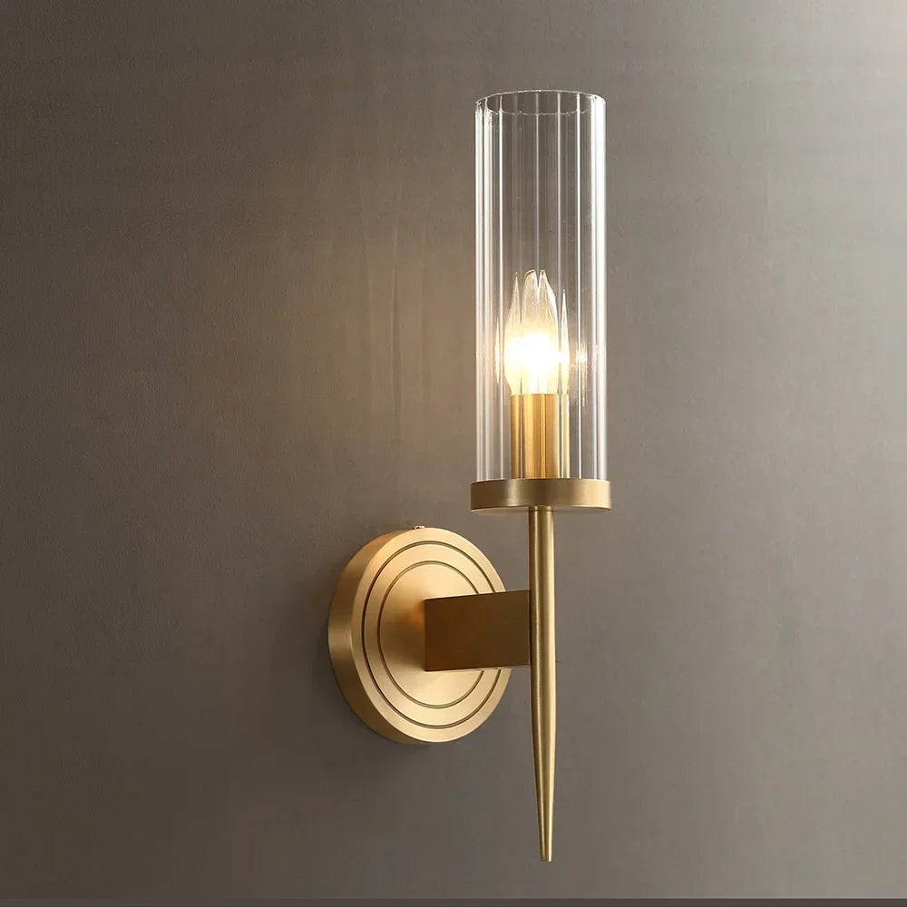 Afralia™ Nordic Copper Gold Wall Lamp for Home Bedroom Living Room