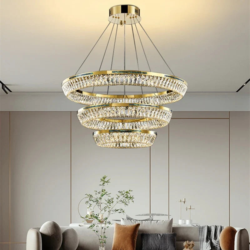 Afralia™ LED Crystal Ceiling Chandeliers: Changeable Light Suspension Luminaire for Living Room, Bedroom, Kitchen