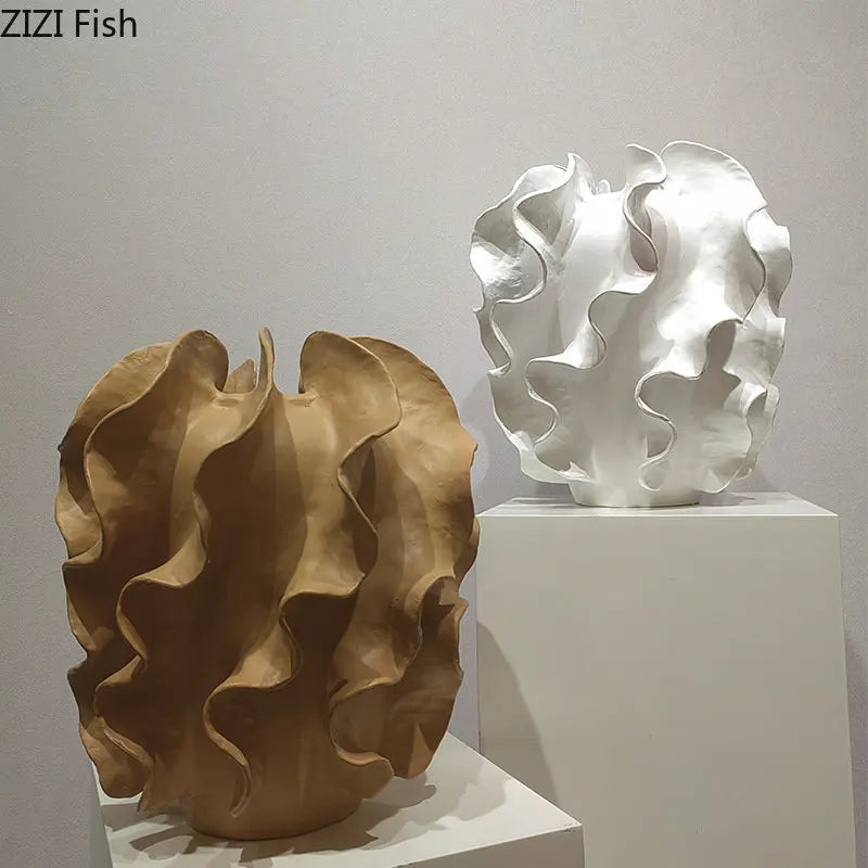 Afralia™ Wave Wrinkle Resin Vase | Abstract Crafts Flower Pot | Desk Decoration | Artistic Floral Arrangement