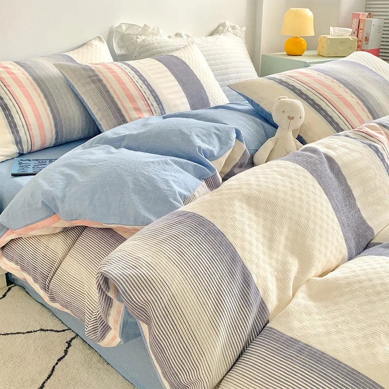 Afralia™ Cotton Jacquard Bedding Set - Single Double Queen King Size Bedclothes