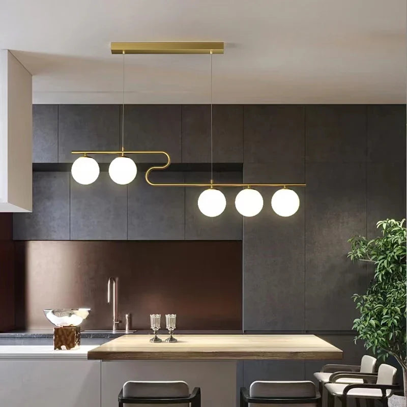 Afralia™ Glass Ball LED Chandeliers for Home Dining Kitchen Office Decor Lighting