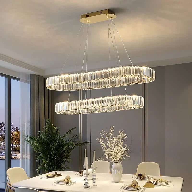 Afralia™ Crystal Pendant Chandelier Modern LED Ceiling Light Fixture