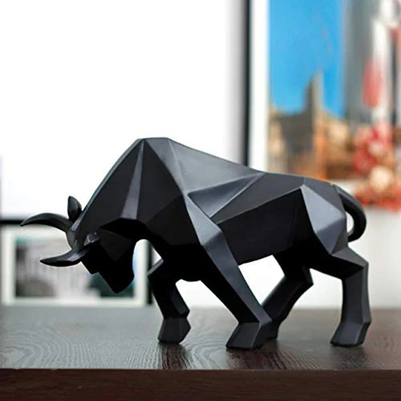 Afralia™ Bull Bison Sculpture Abstract Animal Figurine Decor Ornaments for Home and Office