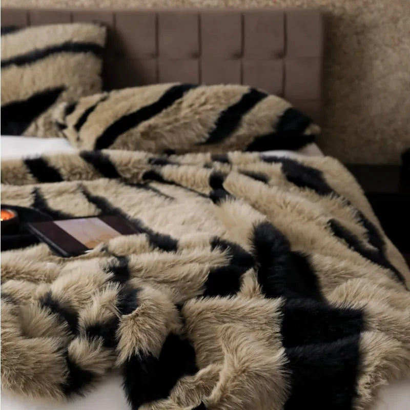 Afralia™ Nordic Fox Fur Imitation Blanket: Luxury Winter Bed Sofa Throw