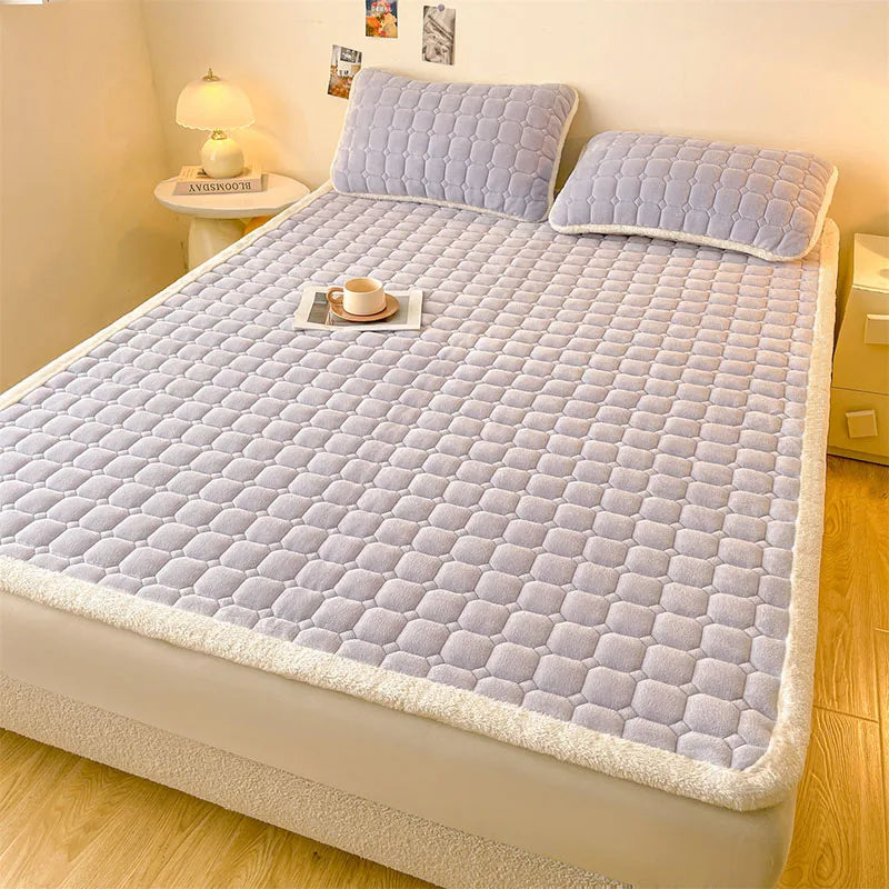 Afralia™ Milk Velvet Printed Mattress Topper: Thick Warm Cartoon Cushion for All Seasons