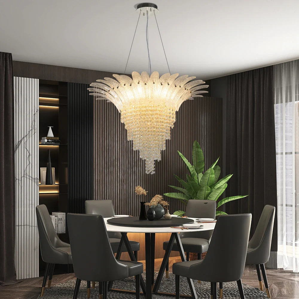 Afralia™ Glazed Gold LED Chandelier for Living Room Clubhouse Villa