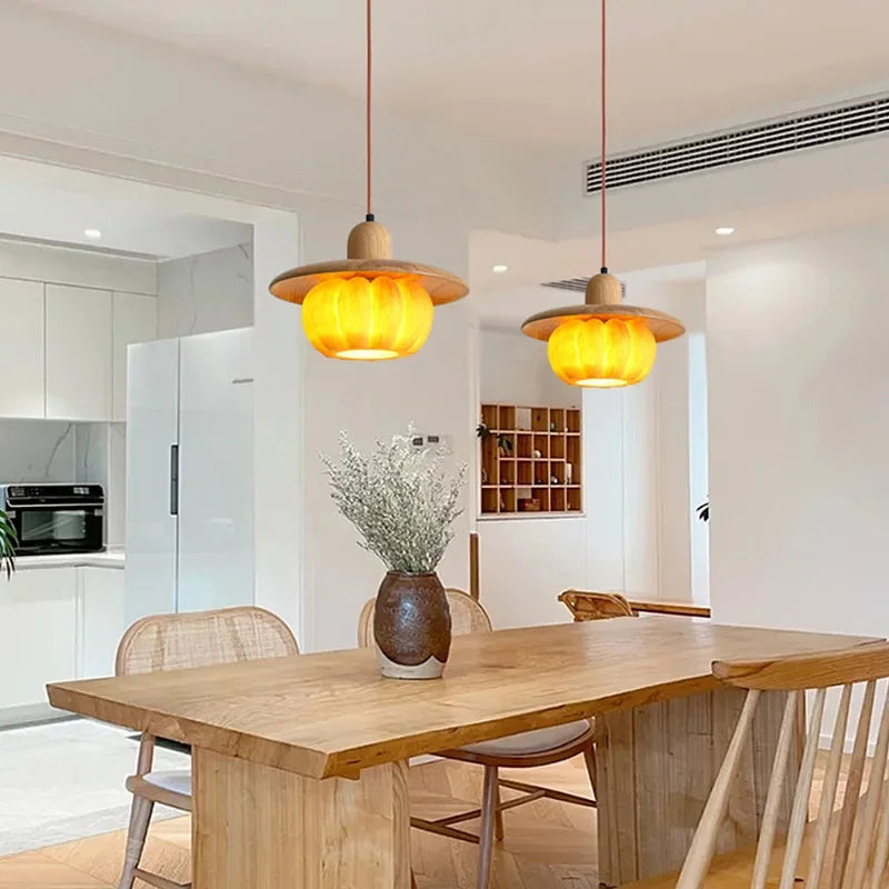 Afralia™ Modern Nordic Pumpkin Chandelier & Table Lamps Set for Living Room & Corridor