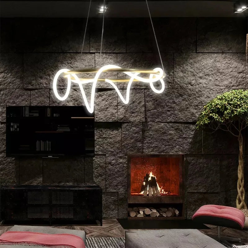 Afralia™ Modern Designer Chandelier for Living Room, Dining Table, Bar - Lines Lighting