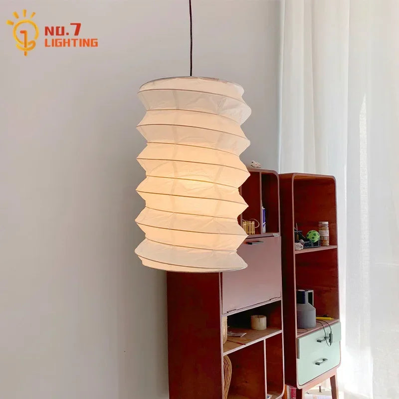 Afralia™ Akari Noguchi Pendant Lights: Retro White Rice Paper Hanging Lamp for Home Décor.