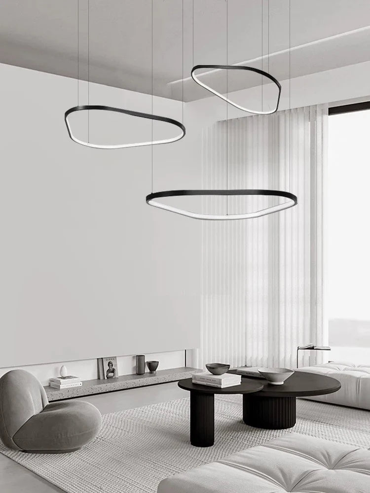 Afralia™ Geometric Ring LED Chandelier: Nordic Minimalist Pendant Light for Living, Dining, Bedroom
