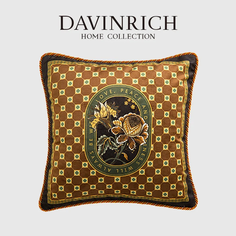 Afralia™ Vintage Tiled Pattern Throw Pillow Cover for Home Decor
