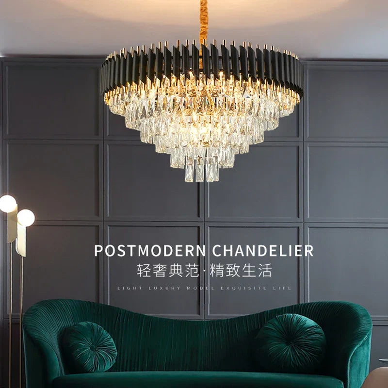 Afralia™ Crystal LED Pendant Chandelier: Modern Luxury Living Room Dining Lighting Fixture