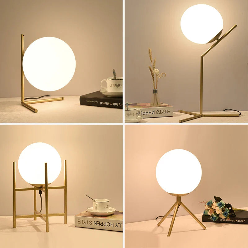 Afralia™ Glass Ball Table Lamp: Modern Nordic LED Desk Light