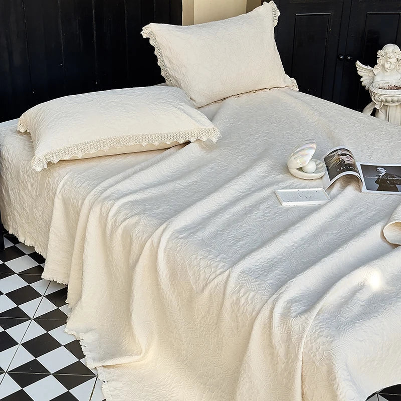 Afralia™ Cotton Quilted Bedspread Set with Bed Skirt & Pillowcases