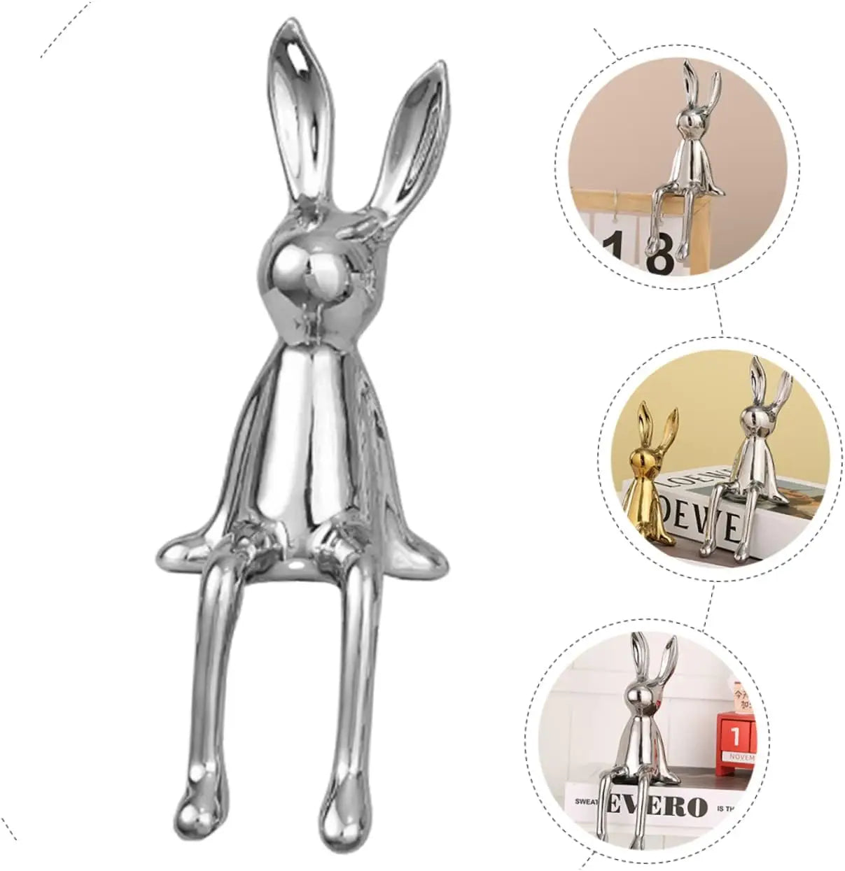 Afralia™ Sitting Rabbit Figurine: Electroplated Decorative Animal Sculpture for Easter Home Decor