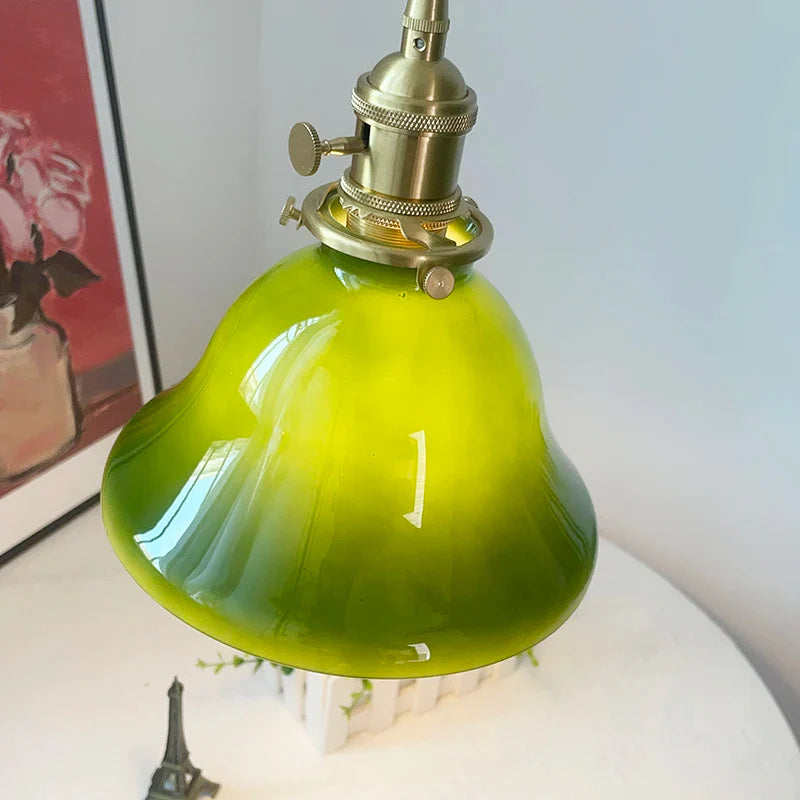 Afralia™ Vintage Green LED Pendant Lights with E27 Knob Switch for Home Decor