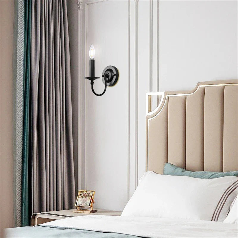 Afralia™ Black Iron Vintage Industrial Wall Lamp for Bedroom Kitchen Corridor Sconce