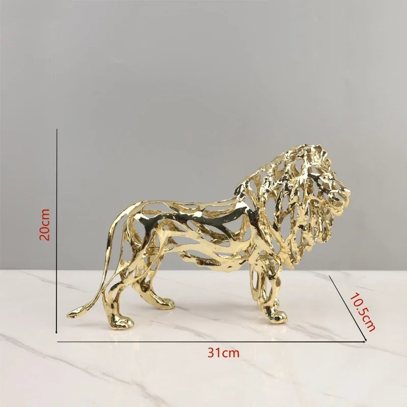 Afralia™ Golden Openwork Animal Sculpture Set for Home Decoration